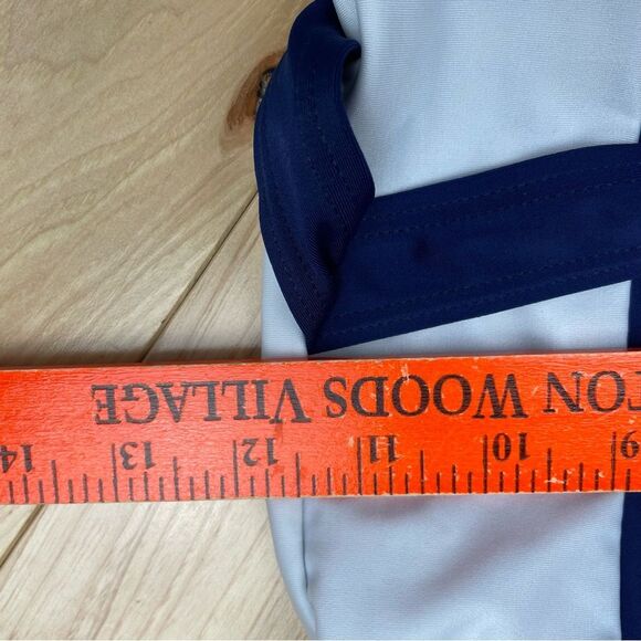 Blue & White Color Block One Piece Swimsuit Bathing Suit Molded Underwire Sz L - Picture 7 of 15